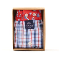 M5207 - a scacchiera azzurro, blu-marino & rosso