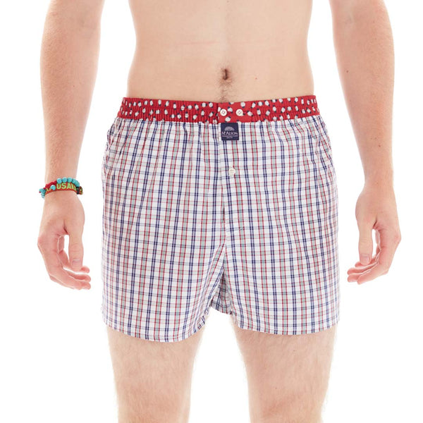 M4890 - Carreaux rouge vert et bleu marine