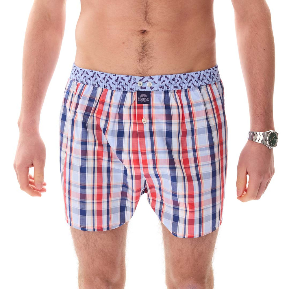 M5425 - Madras red & blue