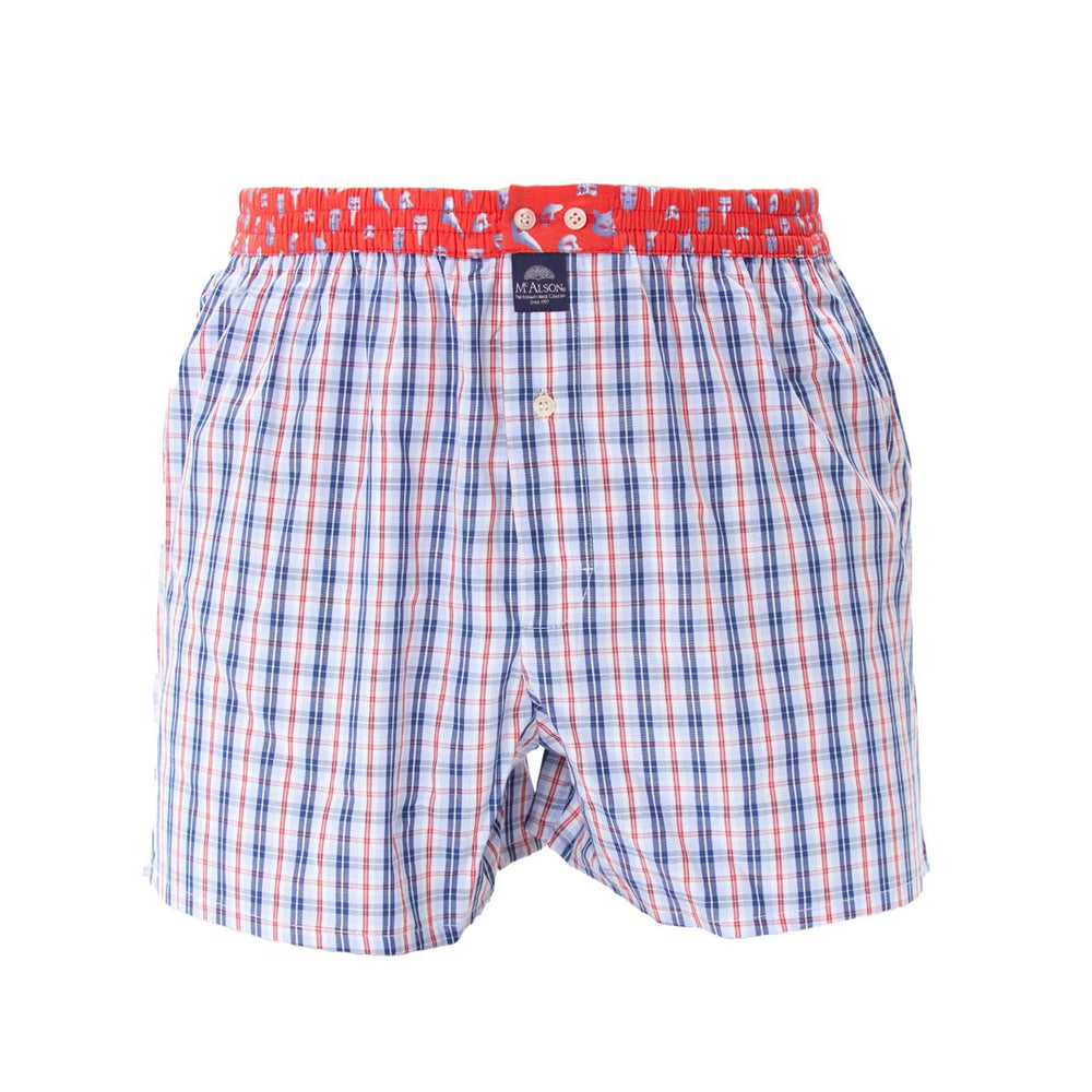 M5207 - a scacchiera azzurro, blu-marino & rosso