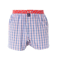 M5207 - a scacchiera azzurro, blu-marino & rosso