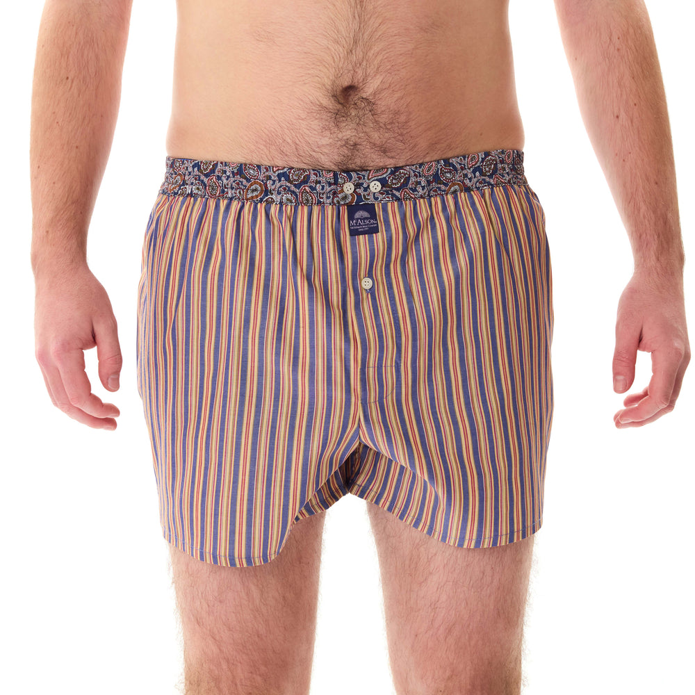 M5220 - Gestreift marine, gelb & bordeaux