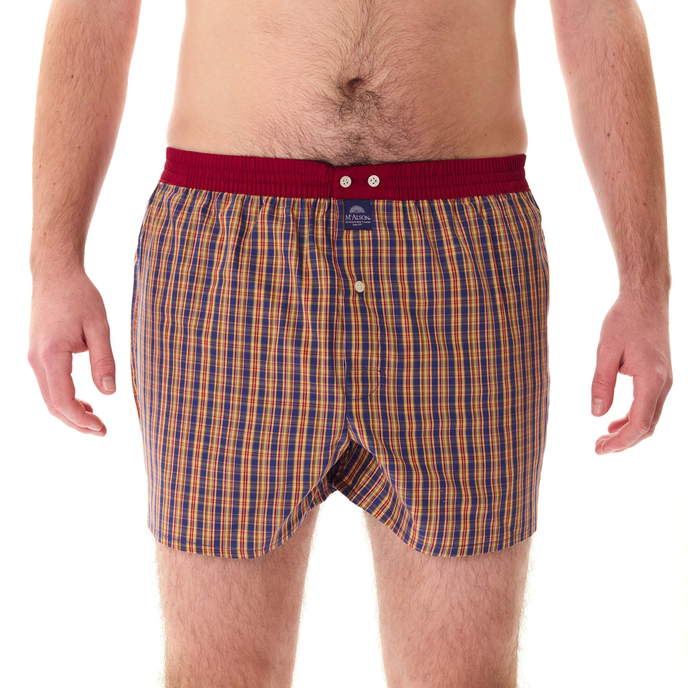 M5221 - Checkered navy, yellow & bordeaux