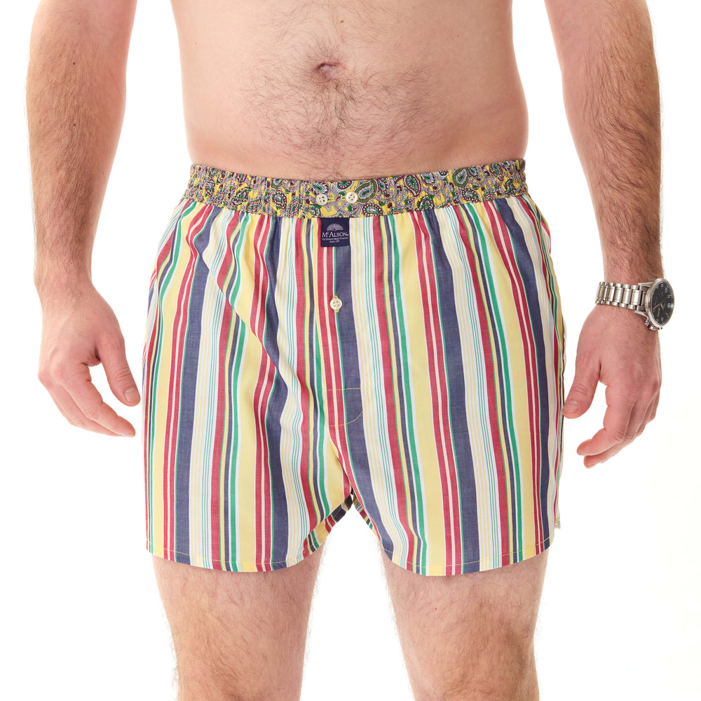 M5222 - Rayé rouge, jaune & marine