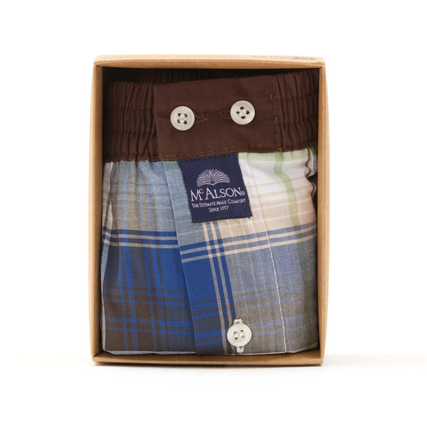 M5233 - Madras navy, green & brown