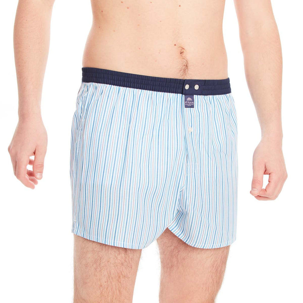 M4653 - Rayé turquoise & blanc