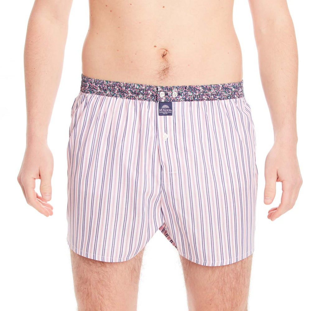 M4655 - Rayé rose & bleu marine