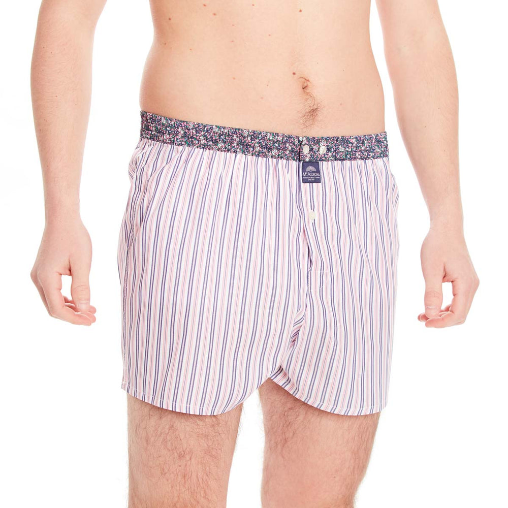 M4655 - Rayé rose & bleu marine