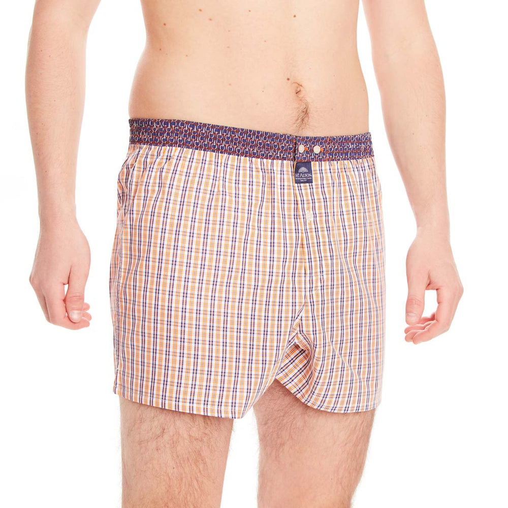 M4658 - Schachbrettartig marineblau & orange